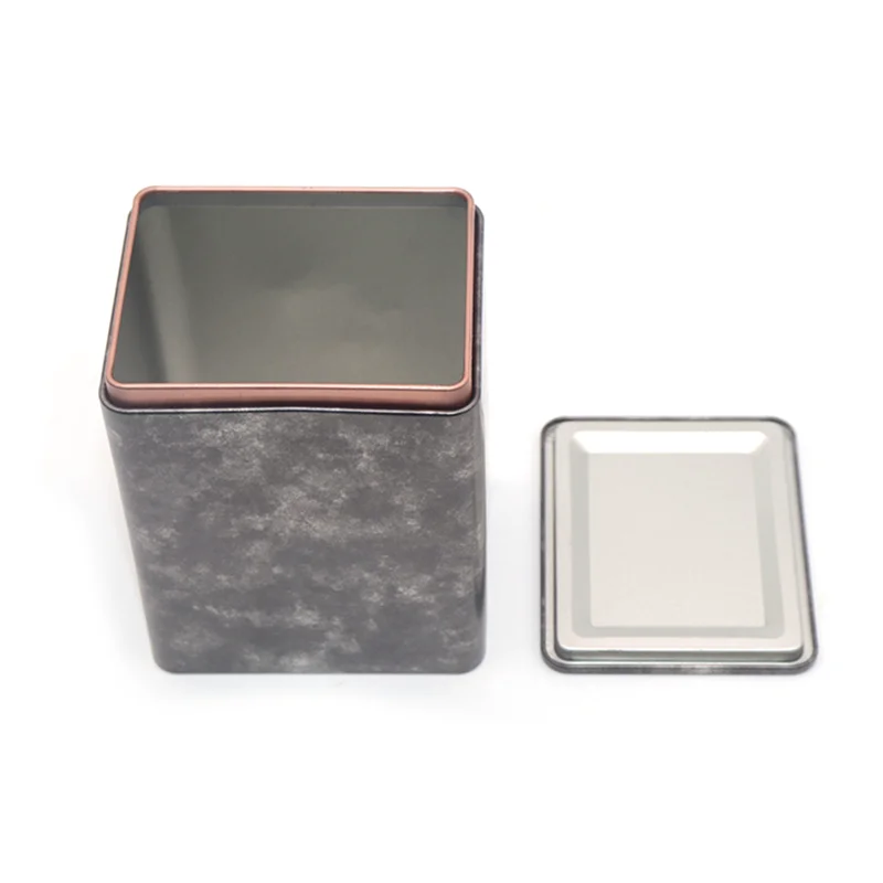 97-80-120mm Luxury Recyclable Metal Square Tea Coffee Packaging Tin Container Can Box for Loose Tea with Lid in Stock