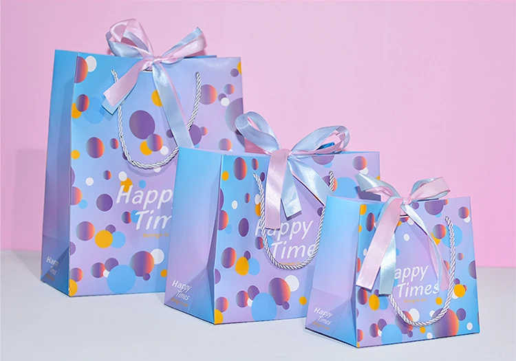 KM Wholesale Customised Size Print Logo Fancy Thank You White Kraft Paper Special Day Wedding Personalised Gift Bag With Handle