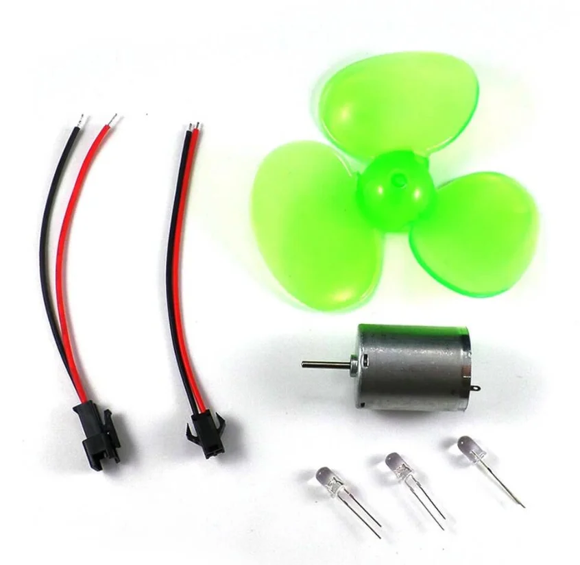 Mini Small Wind Generator DC Motor KIT Wind Energy Fan Propeller LED Light