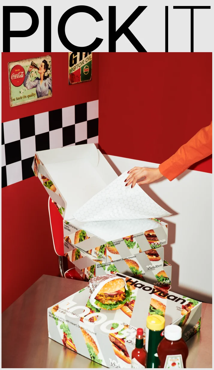 Household manufacturer Aluminium Foil 14x16' hamburger sandwich wrapping paper aluminum foil laminated paper