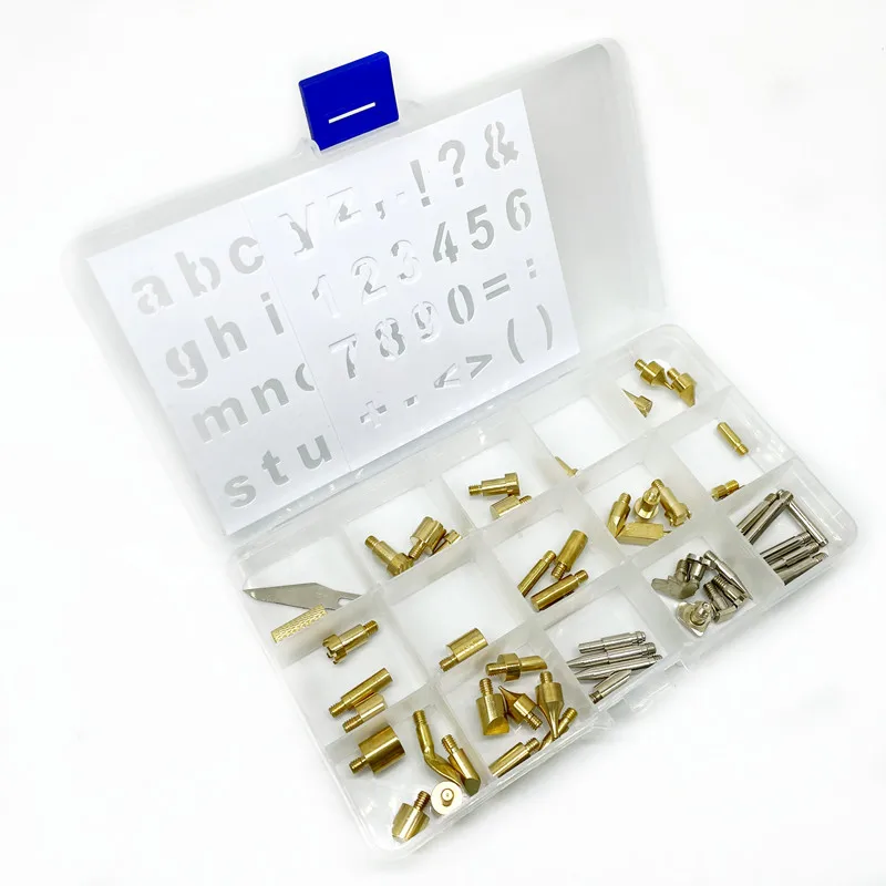 Low price 55 pieces electric iron embossing tool wood burning hot stamping DIY accessory welding
