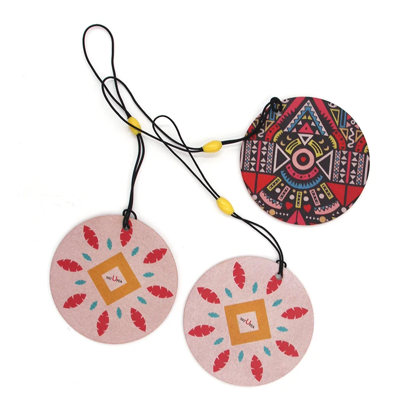 20 years factory custom hanging perfume car scent paper air freshener with small MOQ