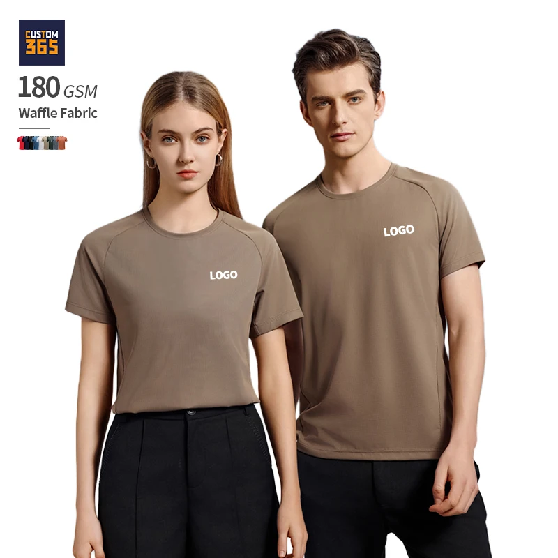 180 Gsm Splicing Ammonia Waffle 75% Nylon 25% Spandex Not Drop Shoulder T-Shirt Blank T Shirts For Printing