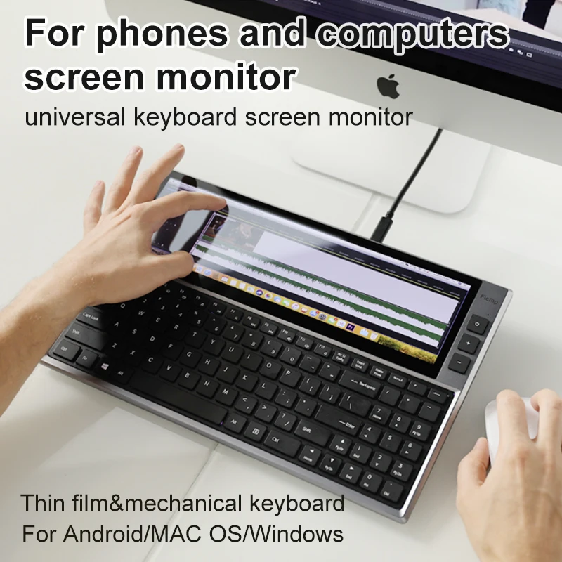 1080P HD 2 in 1 Keyboard Monitor Universal Mobile Phone Computers Dual Screen Extender Portable Gaming Split Screen LCD Monitors