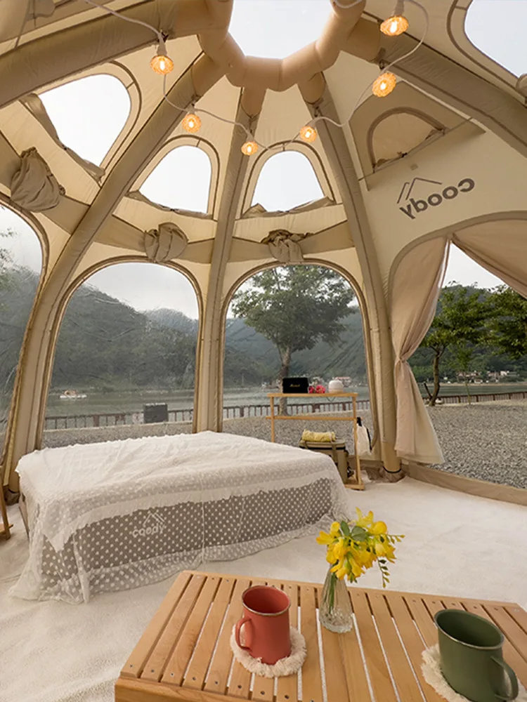 Round Big Space Cotton Canvas Inflatable Air Outdoor Camping Tent for Outdoor Camping Family activity