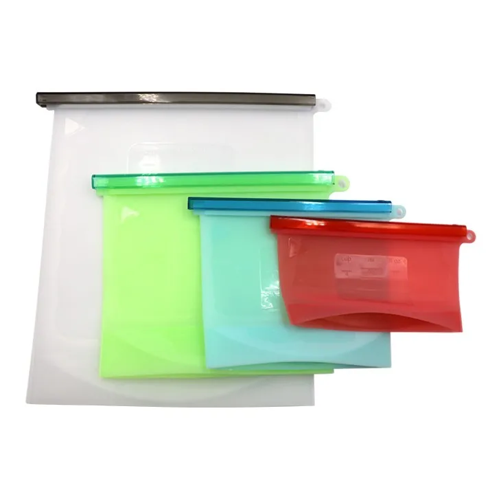 Airtight seal silicone food storage pouch silicone zip bag