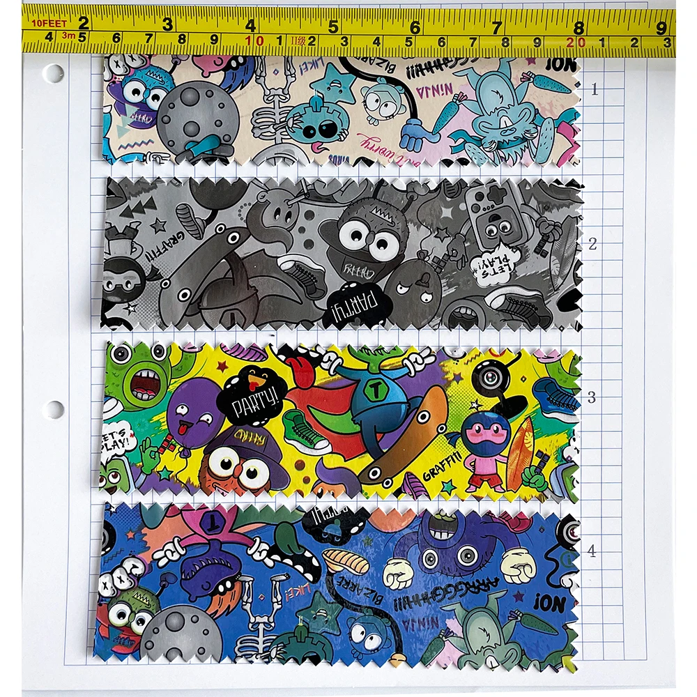 Leatherette For Sale Cheap Cartoon Pattern Design Synthetic Leather Comic Printed Artificial Fabric For Bag/Decorate Material