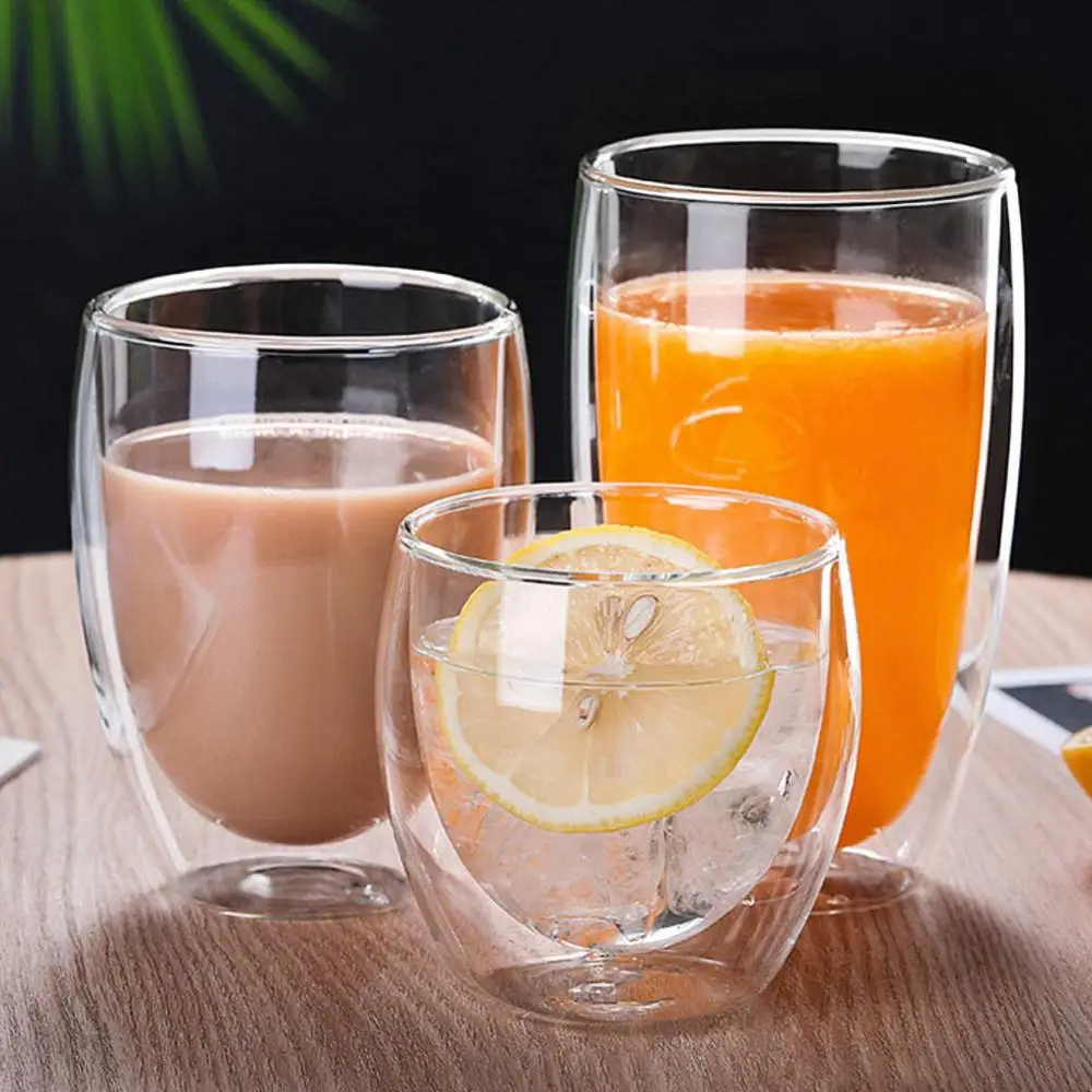 Drinking Glasses 100ml 250ml 350ml 450ml double wall glass cup Wholesale coffee glass cup