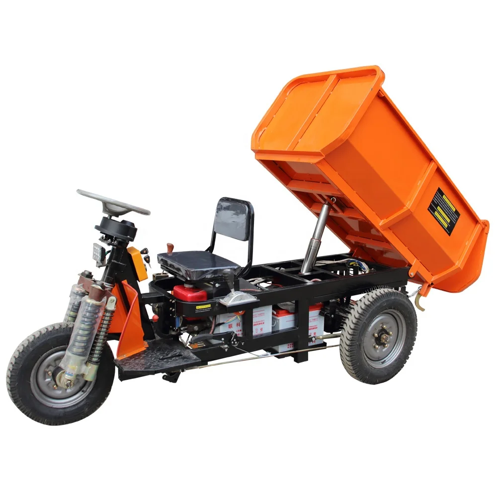 electric dumper truck /dumper trikes/mini dumper 1 tn used HUANYAN brand tire and Direct coupling rear axle