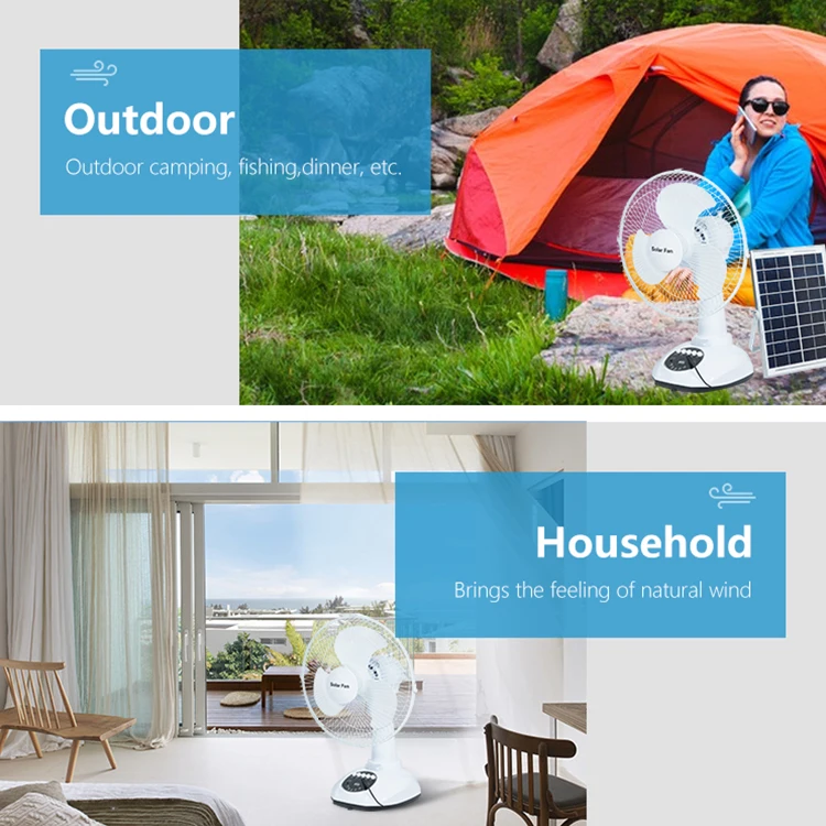 Rechargeable 12 Inch Solar Charging Power Table Fan With Solar Panel And Led Bulb Lights Usb Ports Solar Fans For Home Office