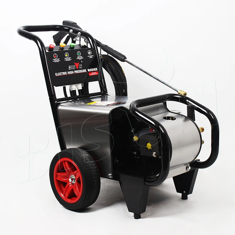 BISON professional electric pressure washer 150bar hose reel three phase 380v jet washer cleaner