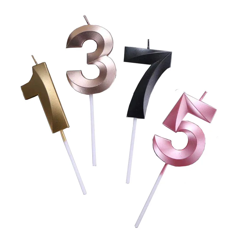 Golden Glitter Numeral Birthday Cake Candle Topper Decoration For Wedding Anniversary Kids And Adults Party Celebration