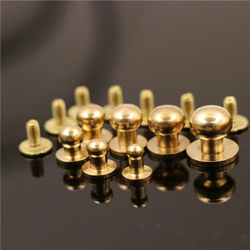 Cloxy Stud Ball Post Studs Nipple Nail Buckles for Leather Belt Brass Round Head Sam Brown Button Monk Rivets for Leather Belt