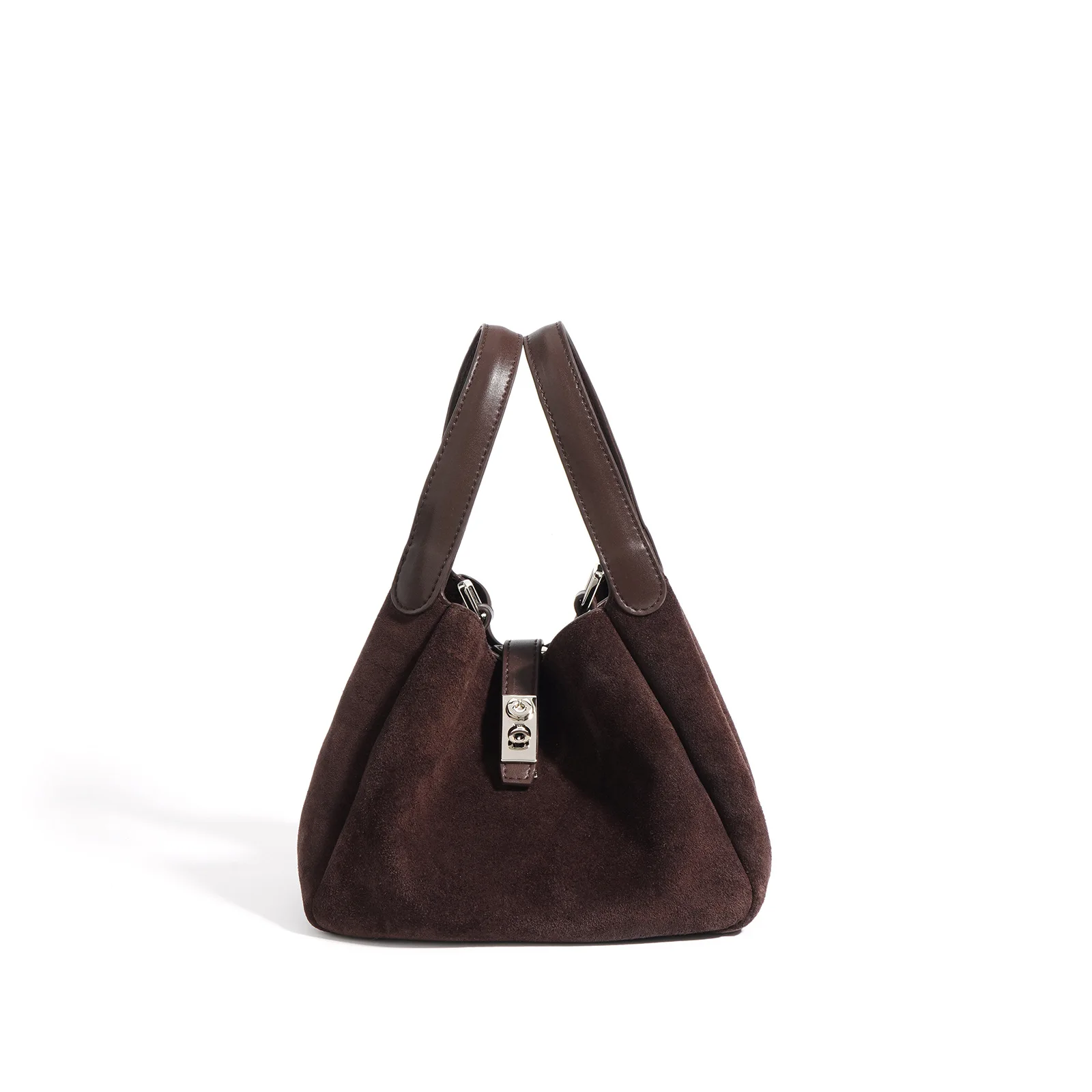 Vintage women casual suede leather bucket handbags for women luxury custom logo women tote fall winter purple leather handbag