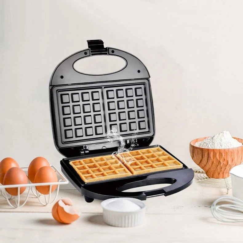 Easy Handle Portable Waffle Maker 2-Slice Square Nonstick Mini Waffle Maker