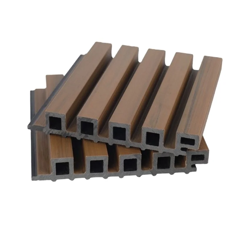 Co-extrusion Grille decorative design  wooden plastic siding fluted panels outdoor wpc exterior wall cladding