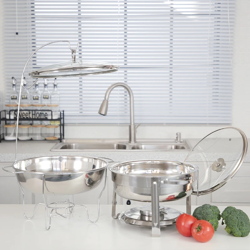 Stainless Steel Chafing Dish Serving Dishes Stand Roll Top Electric Hanging Huge Induction Electrical Small Chafing Dish