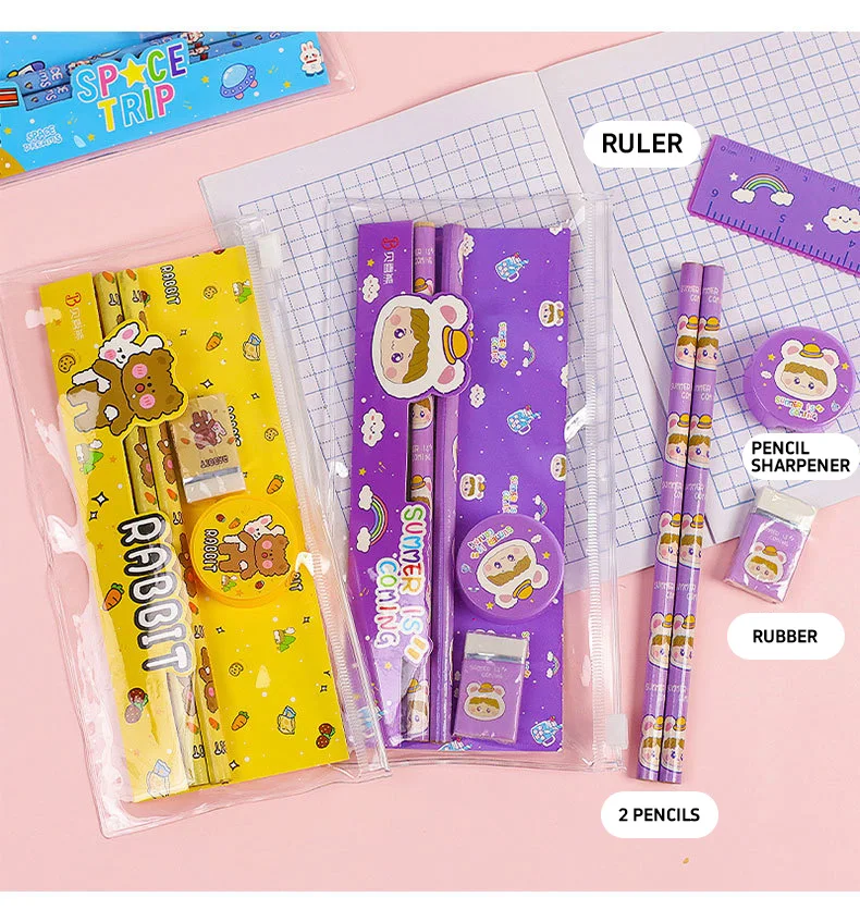 Original Astronaut Stationery Set Five-Piece Pencil Gift Set for Primary School Students Wholesale Usage for Office