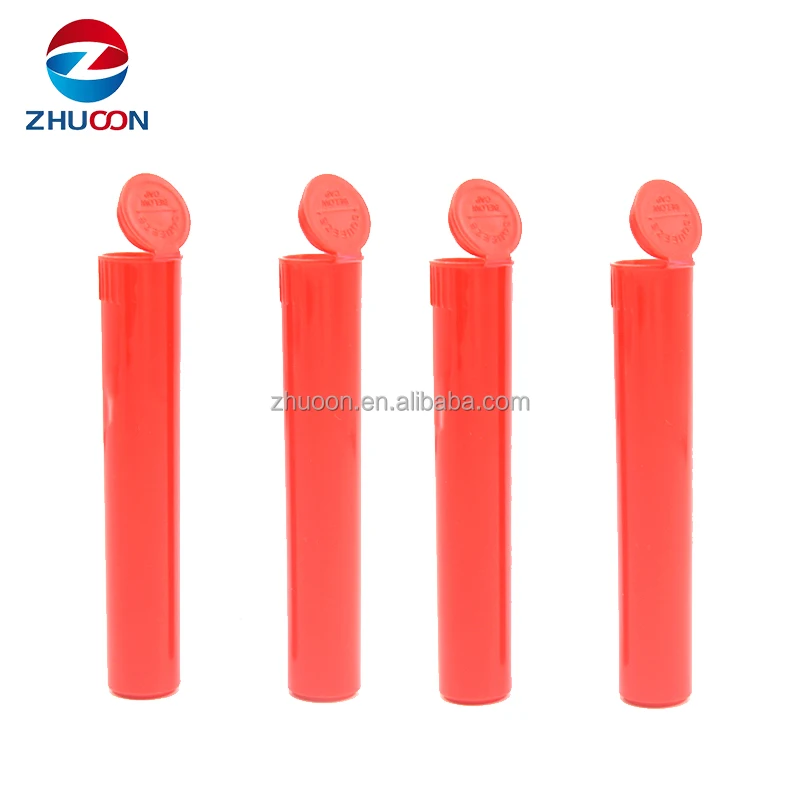 Custom  Pop Top Tube Container Child Resistant 116mm  Clear Plastic  Tubes Packaging