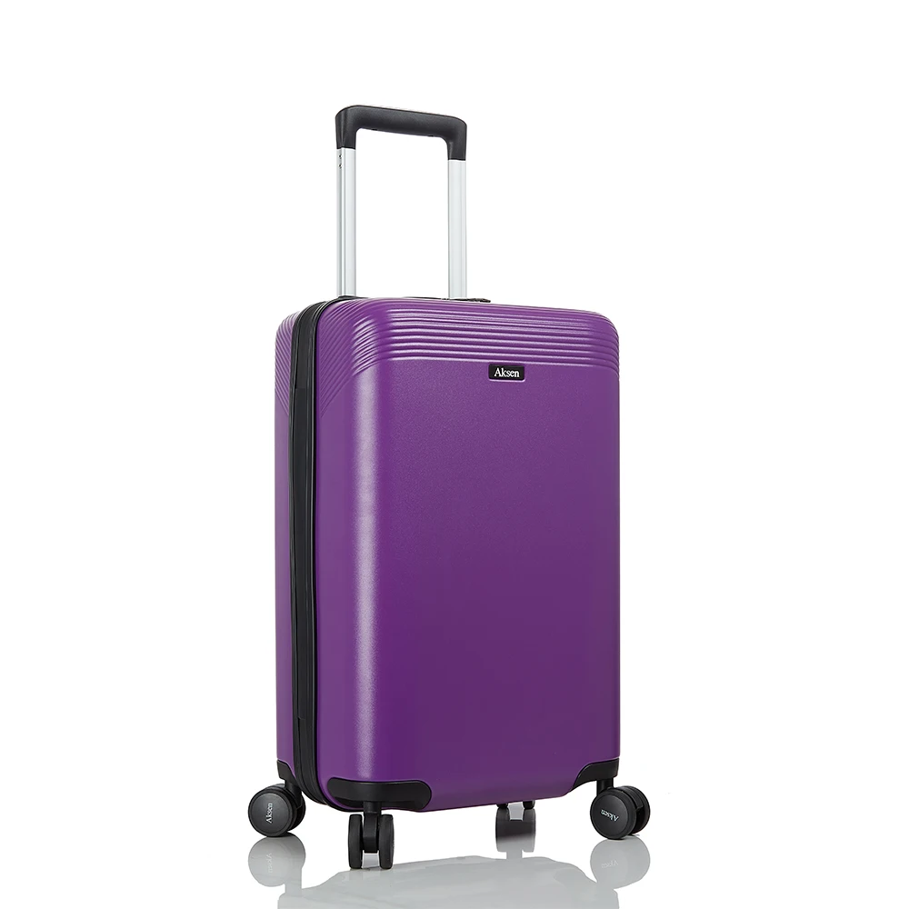 Smart USB port PC fingerprint lock waterproof zipper tsa Cabin trolley bag Hardside purple suitcases luggage