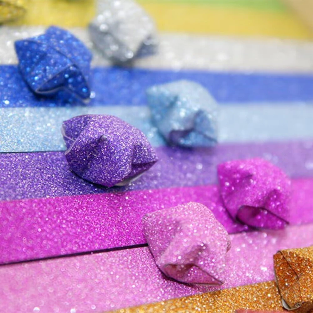 Glitter Origami Stars Papers Package DIY Paper for Diy Arts Decoration Folding Paper Craft Gifts Supplies- 360 Sheets,18 Colors