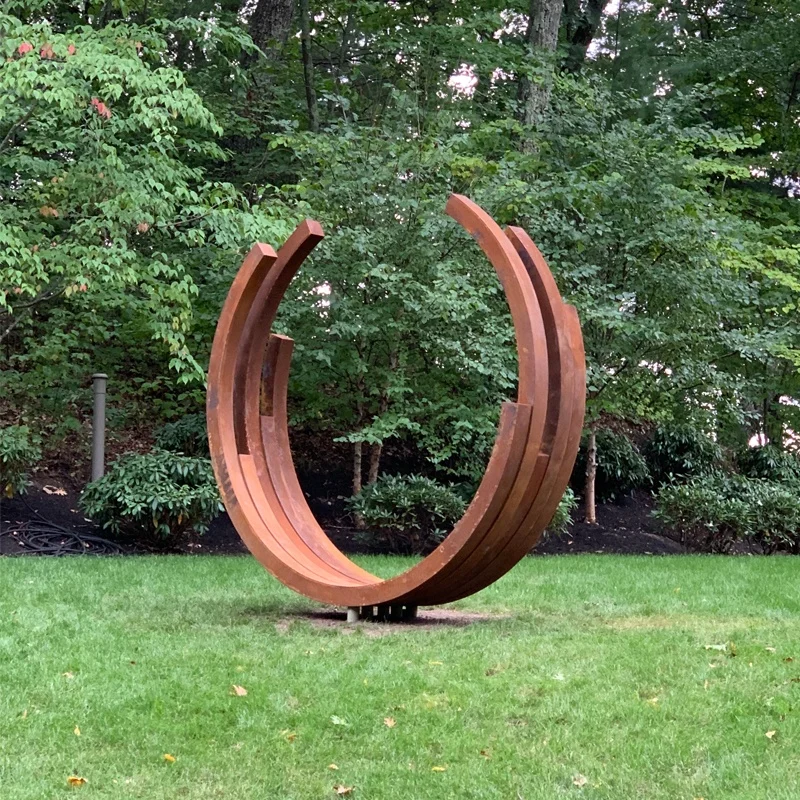Large Semicircle Corten Steel Abstract Garden Sculpture