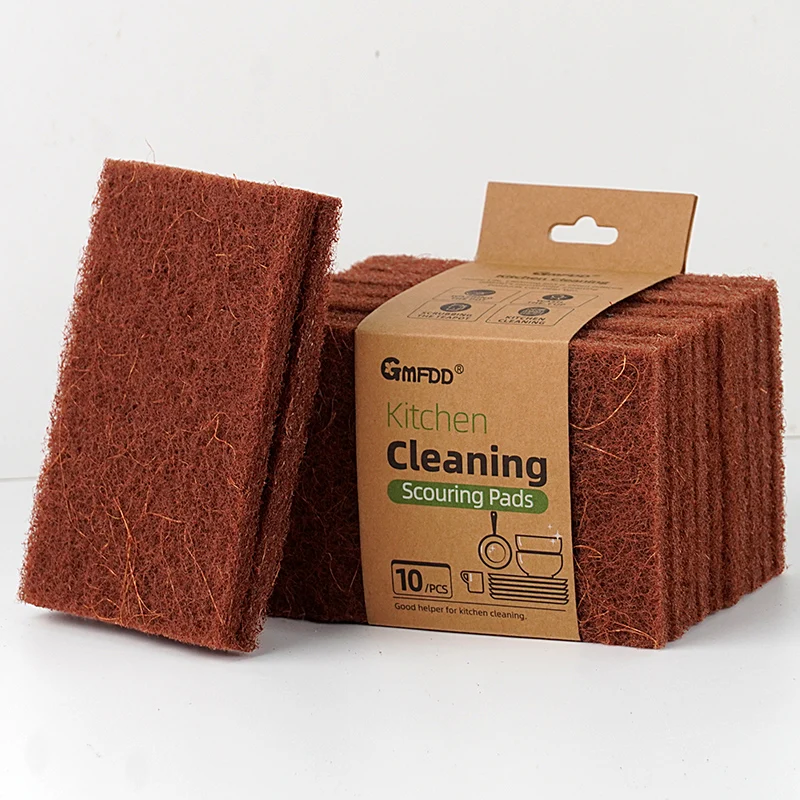 New Design Sisal Scouring Pad Sponge For Dishes Cleaning Deep Brown Polishing Rust Removal Kitchen Wash Pot Stove Cleaning Cloth