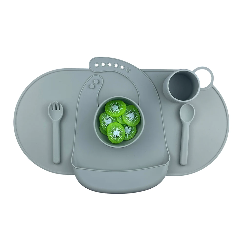 High-Quality Price Food Grade Silicone Tableware Baby Feeding Set Newborn Spoon Fork Utensils Silicone Baby Dining Set