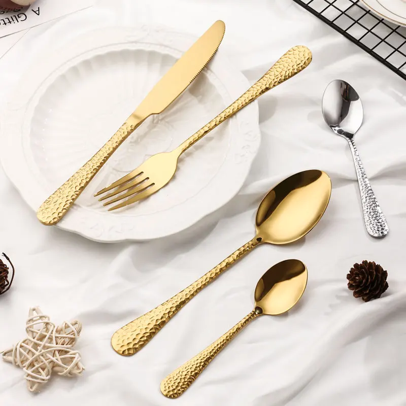 Amazon hot sale snake skin grain stainless steel  mirror polish cutlery set with box