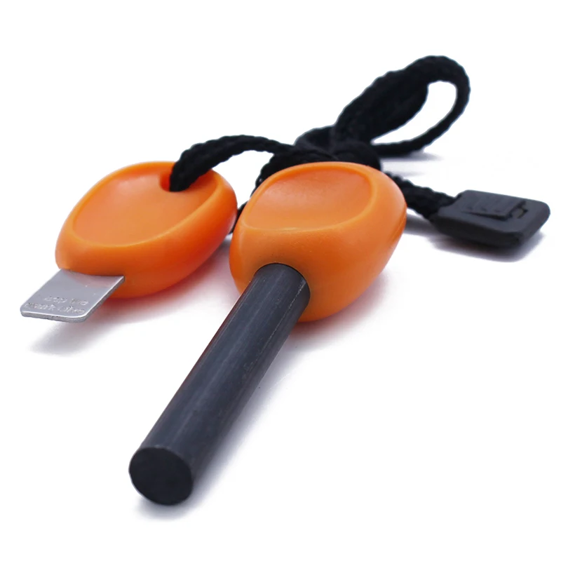 10*90mm Waterproof Military Outdoor Survival Kit Magnesium Flint Fire Starter with Whistle