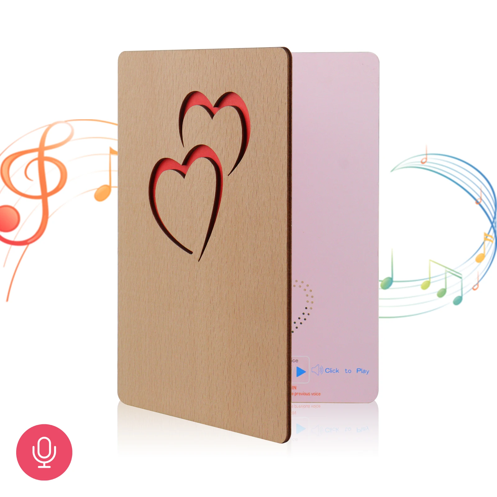 Custom Printing Thank You Christmas Voice Recording Happy Birthday Card Recordable Sound Wooden Greeting Pop up Gift Cards