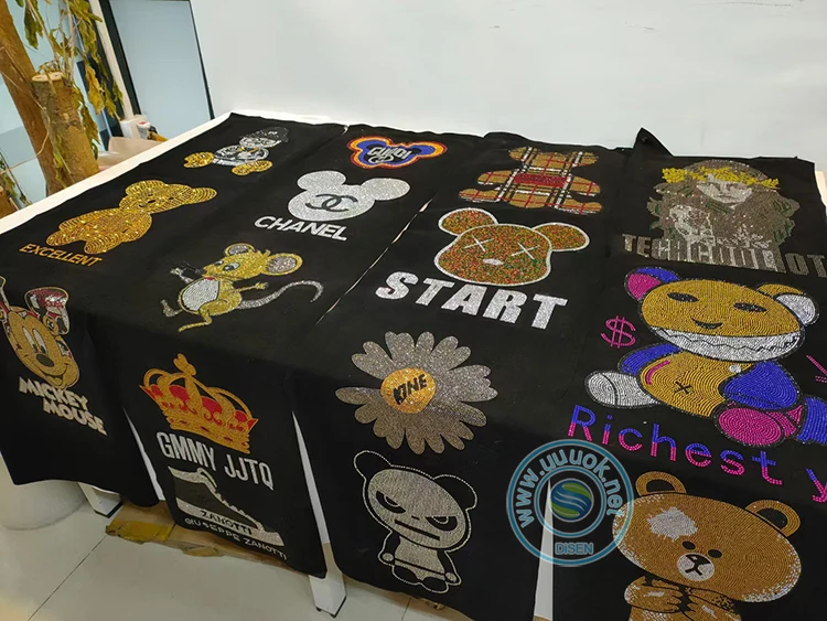 rhinestones double head stoning woven crochet sequins yarn fabric making intelligent rhinestone aitomatic machine for