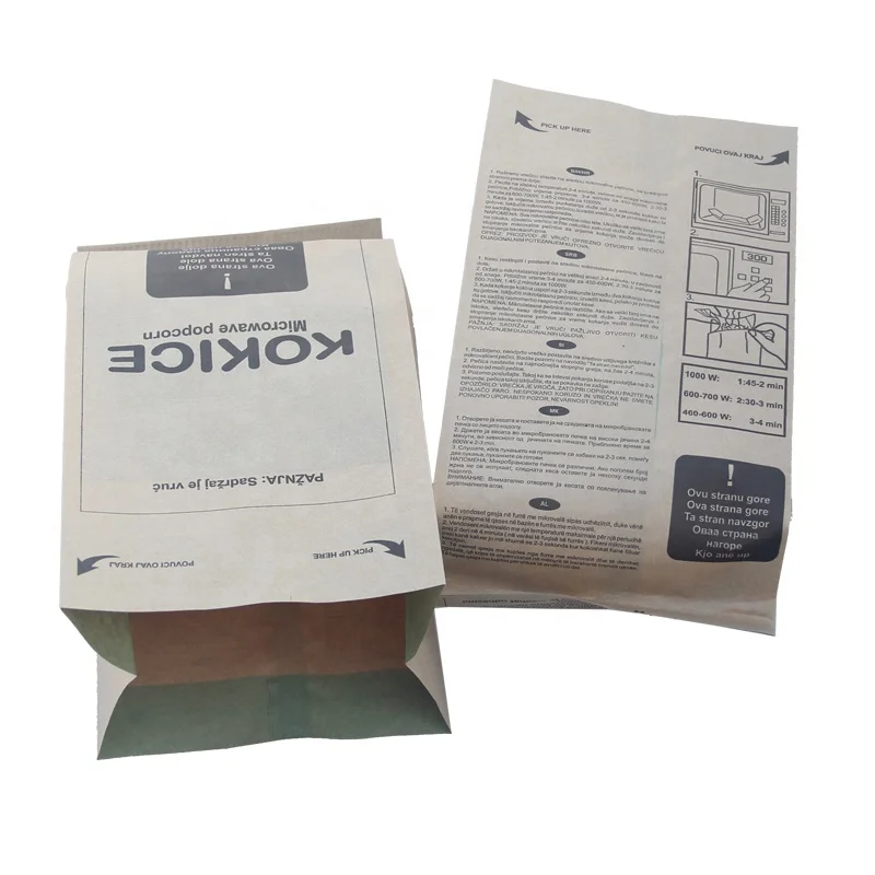 food grade custom logo printed resealable foil side gusset microwave popcorn poly paper bags for packaging