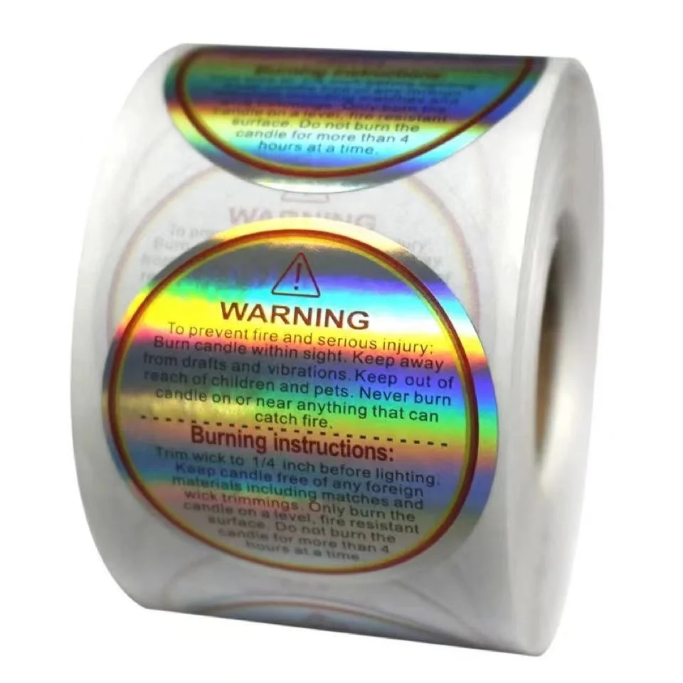 PVC Adhesive Waterproof Candle Warning Stickers Candle Jar Labels Wax Melting Safety Stickers 1.5 Inch Circles (500Pcs)