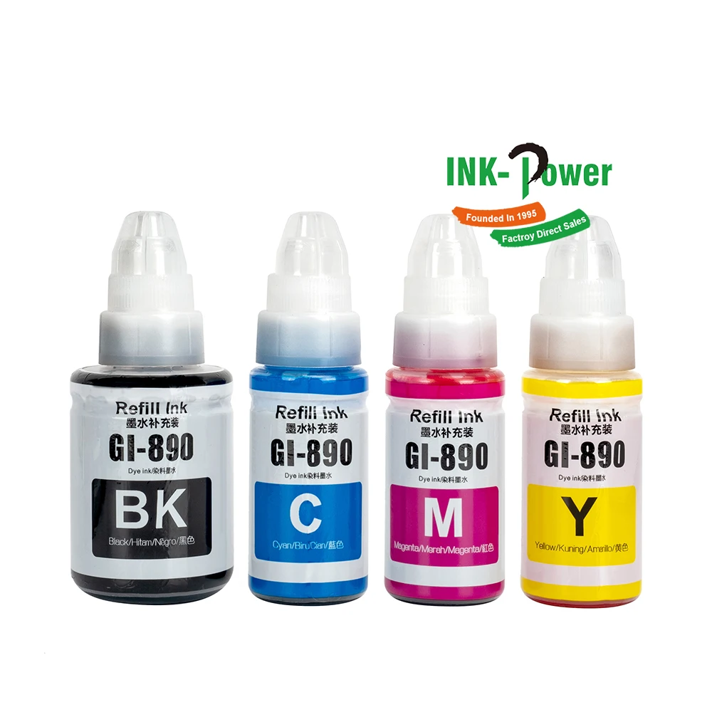 INK-POWER GI890 GI 890 GI-890 Premium Compatible Color Compatible Bulk Bottle Water Based Refill Ink for Canon PIXMA G1800