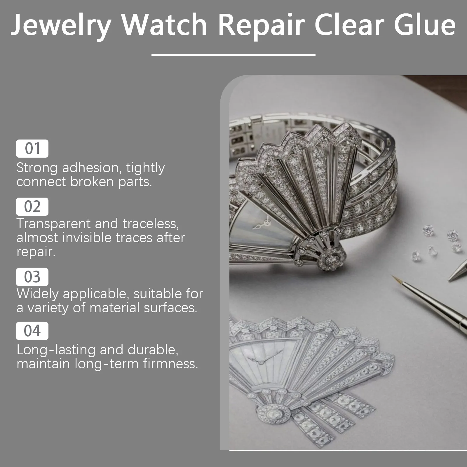 New Jue Fish seamless waterproof adhesive multifunctional jewelry watch repair transparent adhesive