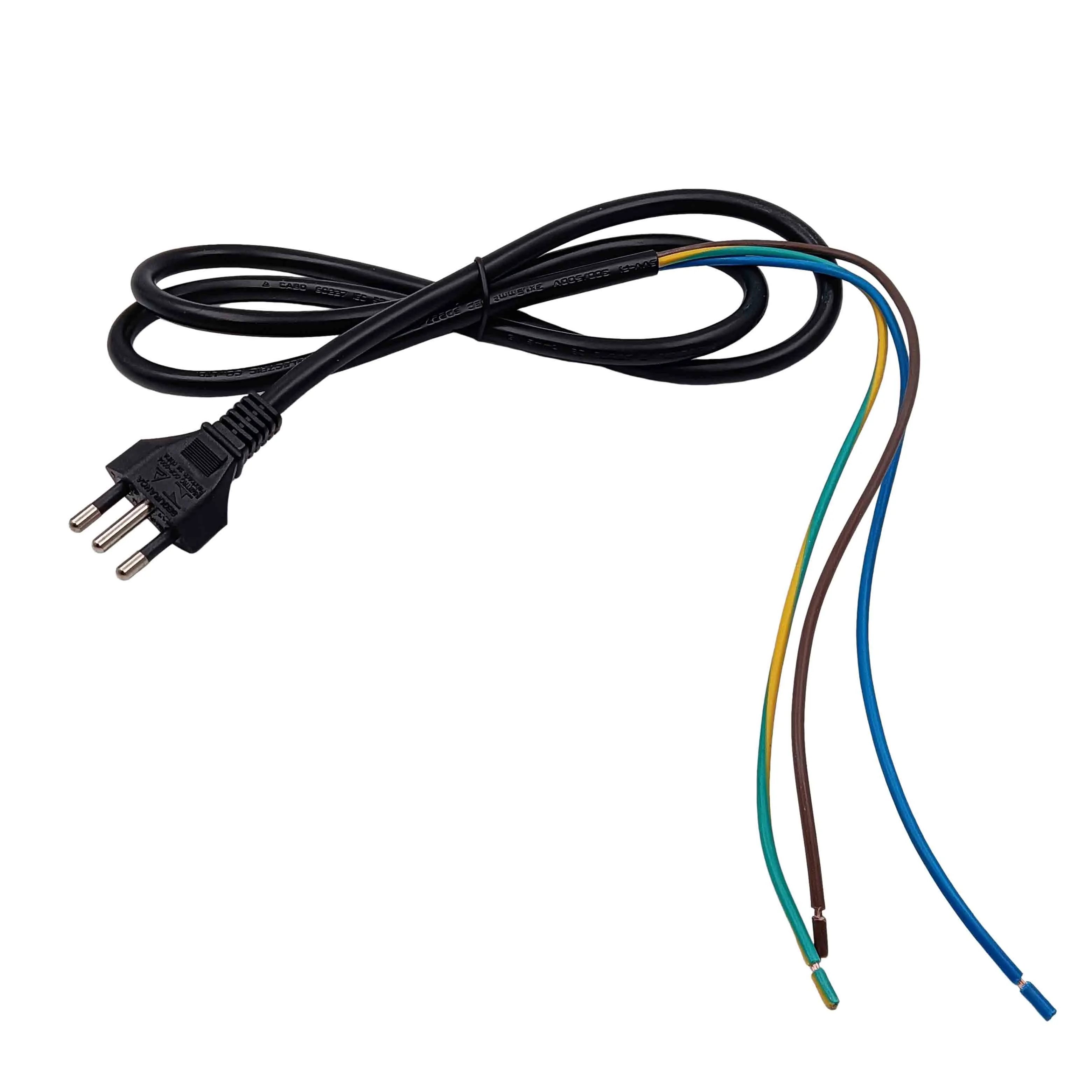 Brazil 3 Pin Plug AC Power Cable with Stripped End
