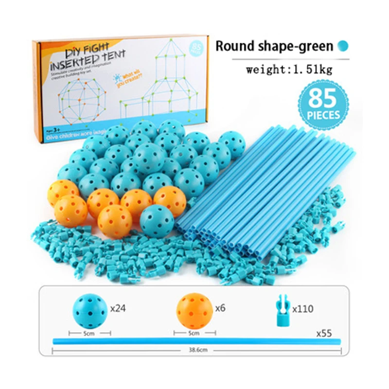 Fort Building Kits DIY Tent for Kids 3D Splicing Toy Castle Den Construction Fort Tunnel Tent Toy