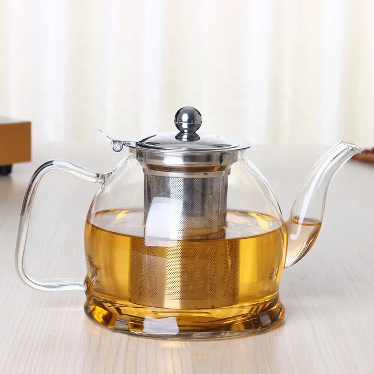 1200ml Transparent high borosilicate teapot heat resistant glass tea pot with infuser