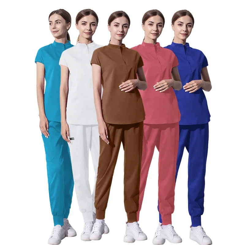 High Quality Spa Medical Breathable Spandex Uniform 2 Piece Custom Logo Pet Hospital Scrub  Doctor Nursing Scrubs Uniforms Sets
