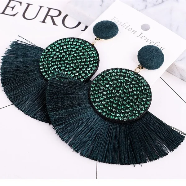  Богемные серьги ручной работы этнические с кисточками и стразами