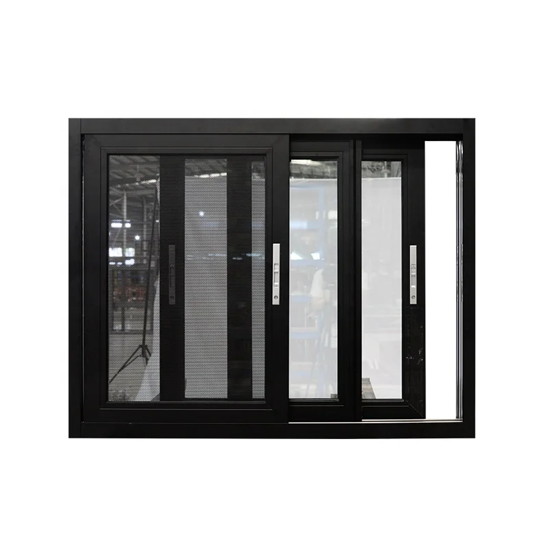 Hihaus manufacturer black double glazed insulated sliding aluminum windows