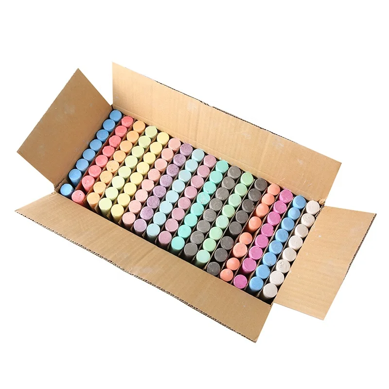 Non toxic eco-friendly dustless big painting sidewalk school chalk washable 136pcs color chalk