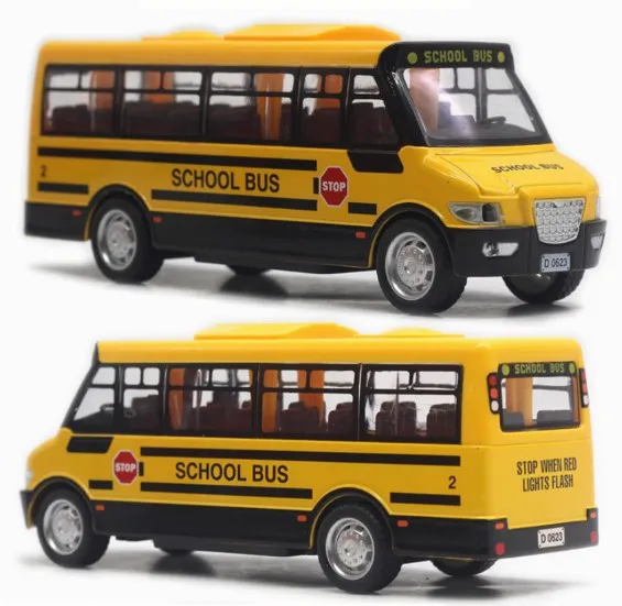 
1/64 Alloy School Bus Diecast double-decker London travel Bus Model Pull Back simulation Cars Toy Vehicle For Kid 
