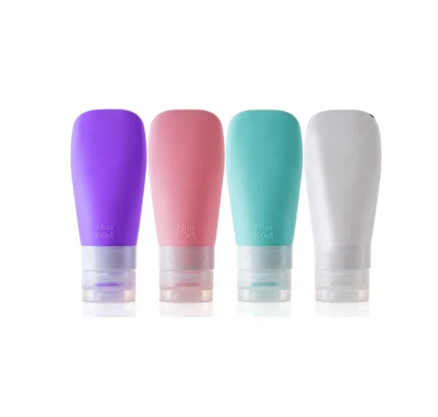Custom 38ml Refillable Silicone Bottle Toiletries Portable Travel Set Leak Proof Silicone Travel Bottle Set With Hole