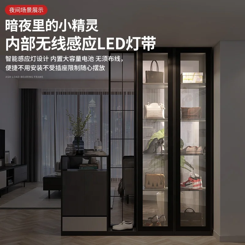 Luxury porch cabinet, simple partition cabinet in living room, display cabinet with LED light