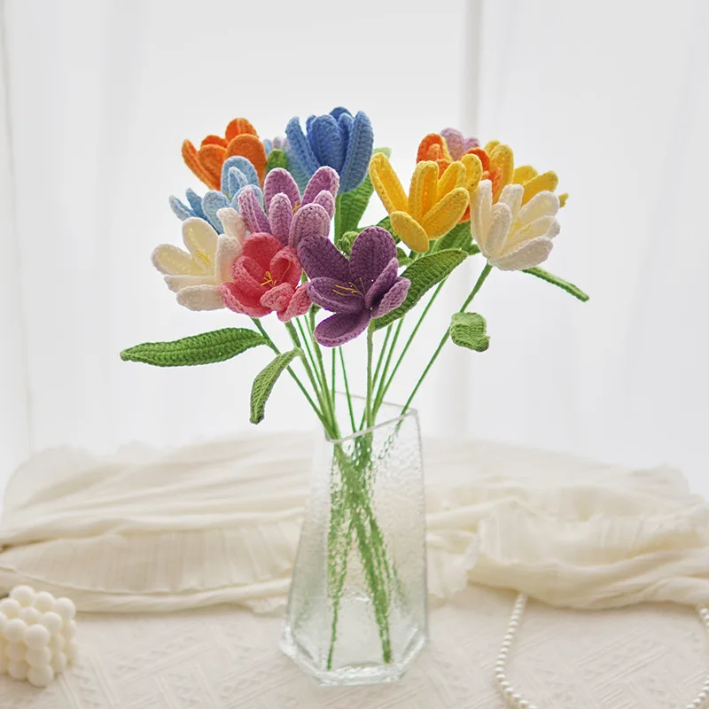 Open Tulip Yarn Braided Bouquet for Christmas Easter Graduation & New Year Table Setting Holiday Gift Couple Friends Wholesale