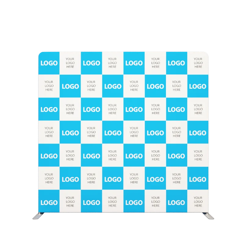 Custom exhibition tension fabric pop up display 20ft 10ft 8ft stretch step and repeat curved straight banner stand