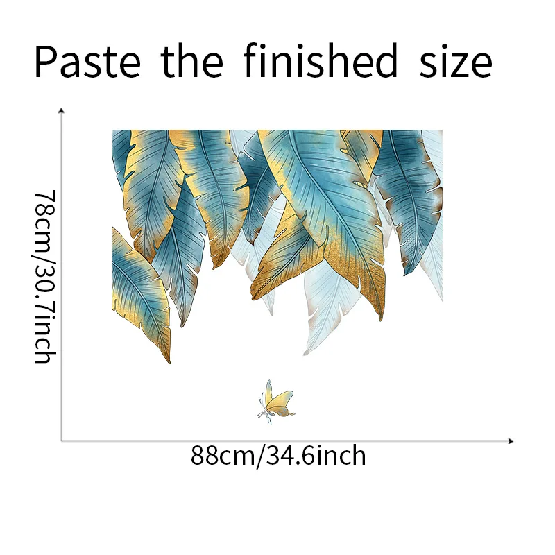 Tropical personalized leaves Wall Sticker Tropical large leaves Decals  Living Room Decorative Wallpaper