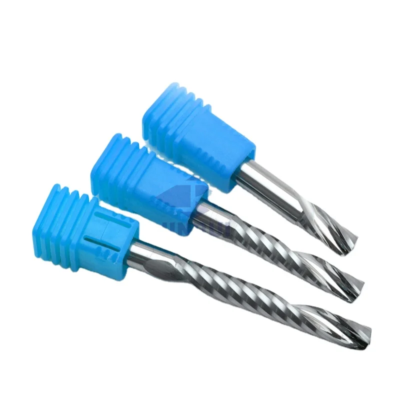 JR 3.175mm Solid Carbide Single Flute End Mill 1F Milling Cutter for MDF Aluminum